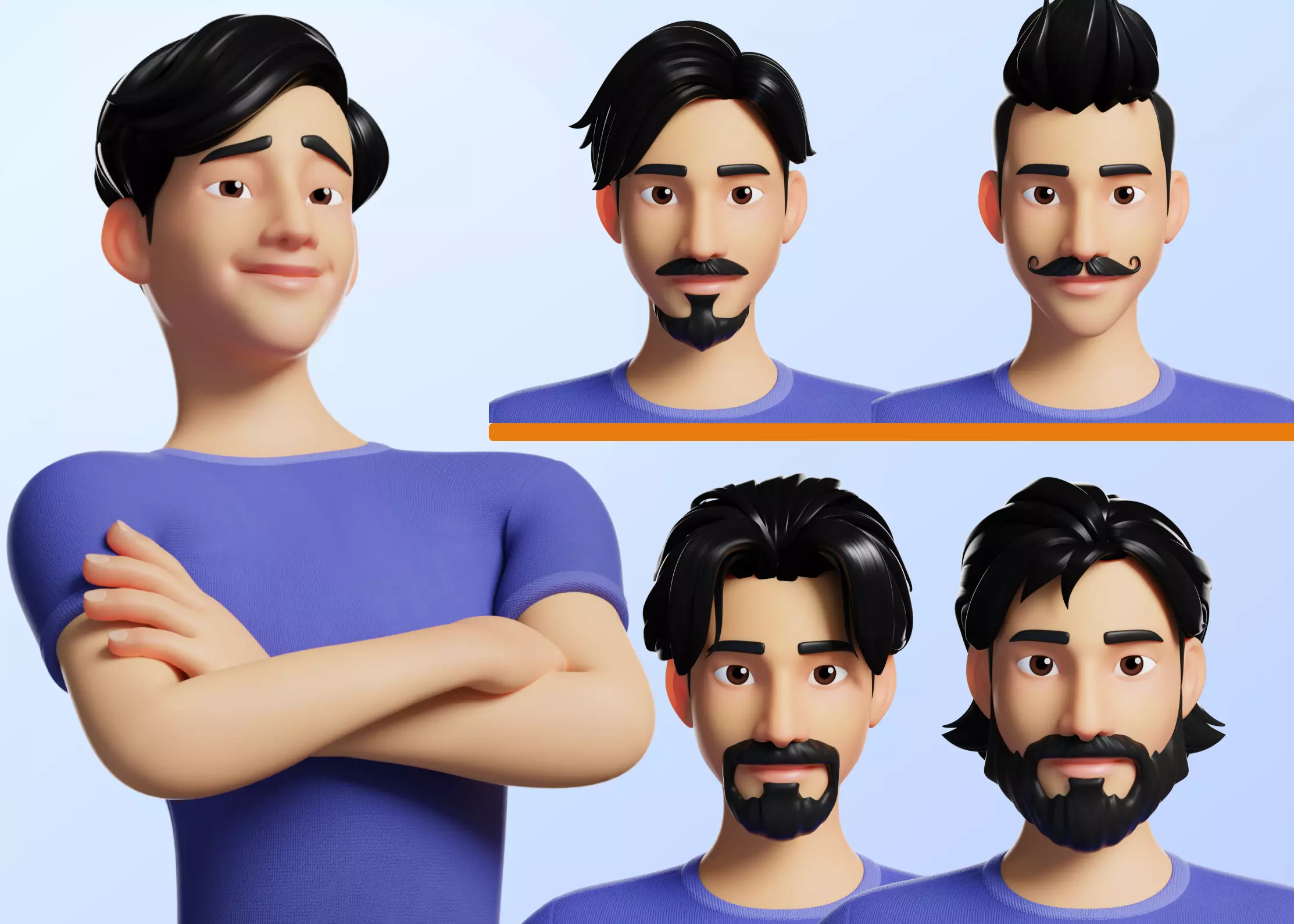 Customizable Man Cartoon Low-poly